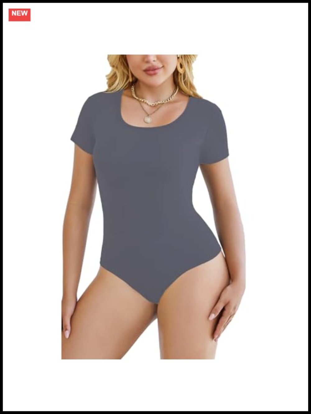 5 Pack Women's Short Sleeve Square Neck Bodysuits - 90% Polyester 10% Spandex,